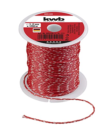 kwb Maurerschnur 100m, Stärke 1,2mm, Richtschnur in Rot – Nylon, geflochten,...