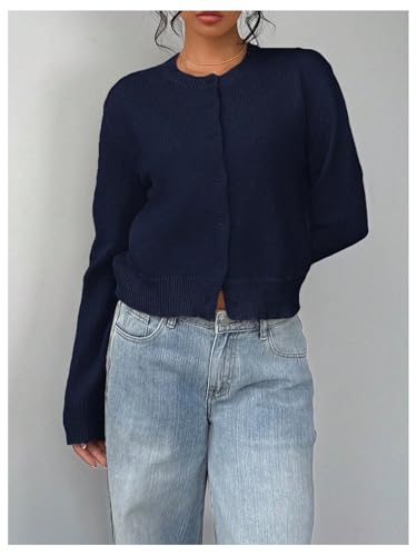 Image of SOLY HUX Women's Button Down Cropped Lightweight Cardigan Sweater Cute Fall Fashion 2026