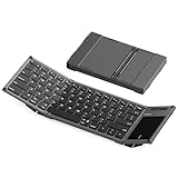Inateck Foldable Keyboard, AI Keyboard with Touchpad, Bluetooth Wireless Mini Keyboard, Pocket Keyboard with 3 Bluetooth Channels, Compatible with iOS, Android, Windows, QWERTY, KB06101