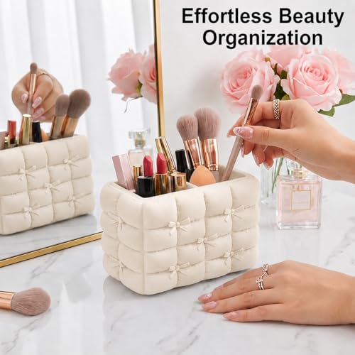 Image of Make up organizer, Pen stand for table, makeup organizer, pen holder for desk, pencil holder, office desk organizer, makeup holder for women (3 Compartme)