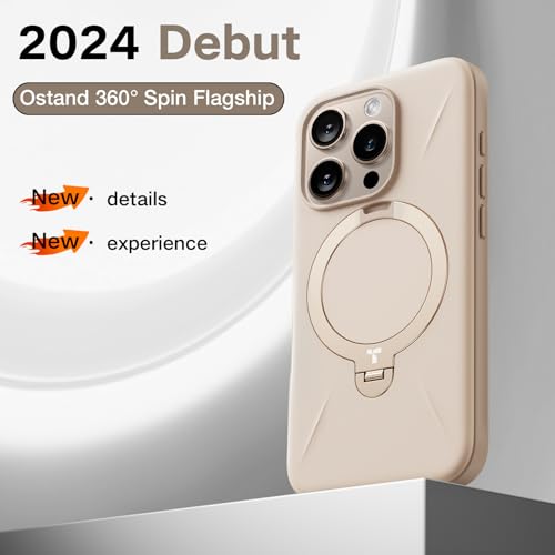 Image of TORRAS Q3 Fushion for iPhone 16 Pro Case, 360 Magnetic Stand, Clay Beige