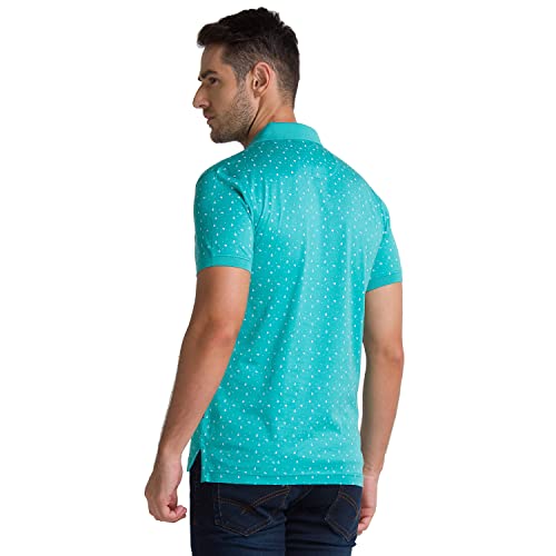 Image of Parx Men's Pure Cotton Print Pattern Regular Fit Polo Collar Polo Neck Half Sleeve Casual T-Shirt