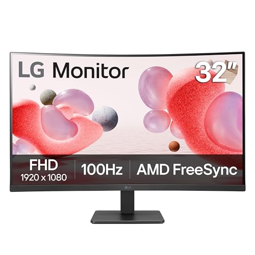 Image of LG 32MR50C-B Curved Monitor 32-Inch FHD 100Hz AMD FreeSync OnScreen Control Dynamic Action Sync Black Stabilizer Tilt Stand (HDMI) - Black