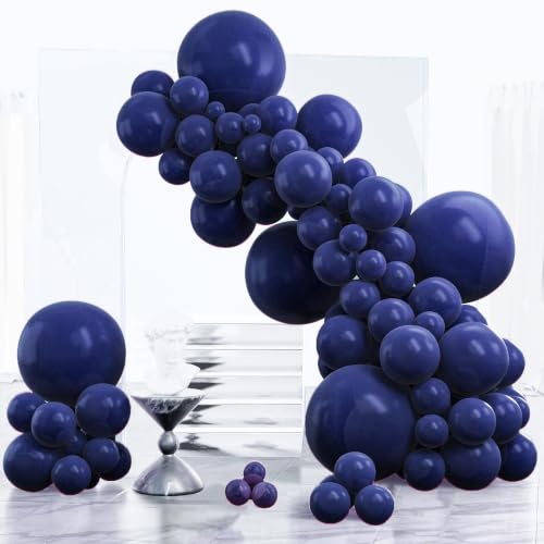 Image of PartyWoo Navy Blue Balloons 120pcs Dark Blue Balloons Different Sizes | 18 12 10 5 Inch for Graduation Wedding Sports Baby Shower Birthday Bachelorette Sports Party Decorations Blue-Z90
