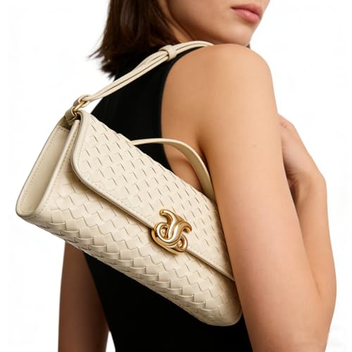 Image of JYG Woven Handbag for Women Fashion Evening Shoulder Bag PU Leather Handmade Clutch Purse Casual Crossbody Bags 2024