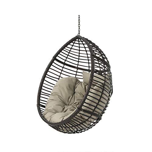 Christopher Knight Home Hayden Indoor/Outdoor Hanging Basket Chair (Stand Not Included), Multi-Brown And Khaki #TOP15