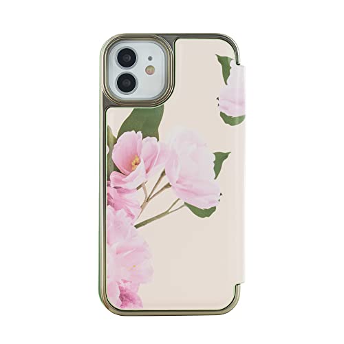 Ted Baker Lirios Cream Flower Placement Mirror Folio Phone Case For Iphone 12/12 Pro Green Gold Shell #TOP4
