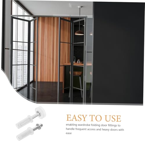 Kit de herrajes para puerta de clóset plegable Angoily 6 piezas con rodillo superior y ruedas guía con resorte para reparación miniatura 6
