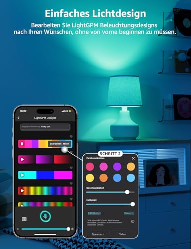 Lepro Smart E14 LED C37, 4.9W 470LM RGB+CCT, Dimmbar, 2er Pack – Ansicht 5
