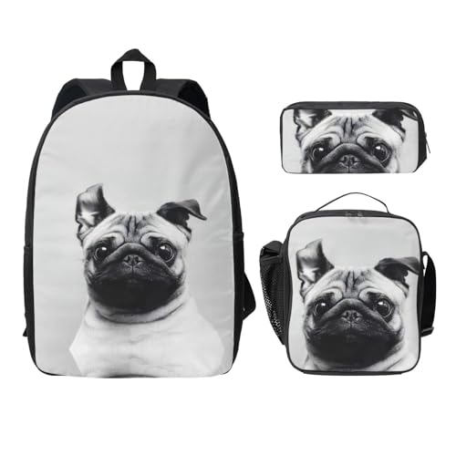 Sac à dos carlin EdWal avec trousse et sac repas 3 pièces noir taille unique pour collège