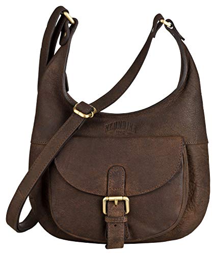 Klondike Sienna Bolso Mujer Bandolera Piel, Bolso Hobo de Cuero - Marrón Oscuro