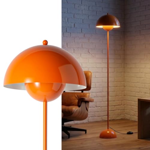 COSYLUX Modern Floor Lamp for Living Room Industrial Tall Standing Lamp for Bedroom Metal Shade Reflecting Light Reading Floor Lamp for Office Nursery Room Corner(Pastel Orange)