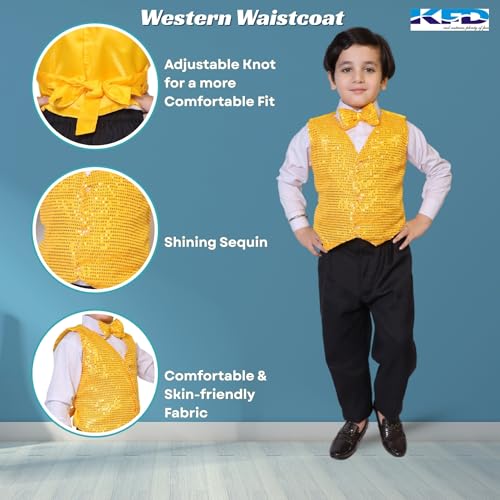 Image of Kaku Fancy Dresses Plain Waistcoat for Kids /Plain Jacket for Kids | Sequin Work Shinning Waist Coat For Annual Day Dance Competition (Only Jacket /Waistcoat - Shirt & Pant Not Included)