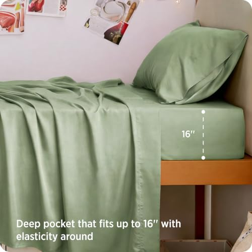 Image of Bedsure PureWoven 100% Rayon Derived from Bamboo, Twin XL Sheets, 3 Pieces