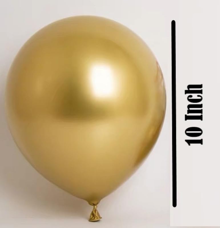 Image of Chrome Balloon for Birthday Decoration Kit Metallic Multicolour 20 pcs Latex Glossy Finish Party Balloons for Wedding, Anniversary Celebration 10 Inch Helium & Air Supported