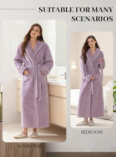 Image of Hellomamma Long Bath Robe for Womens Plush Soft Fleece Bathrobes Nightgown Ladies Pajamas Sleepwear Housecoat