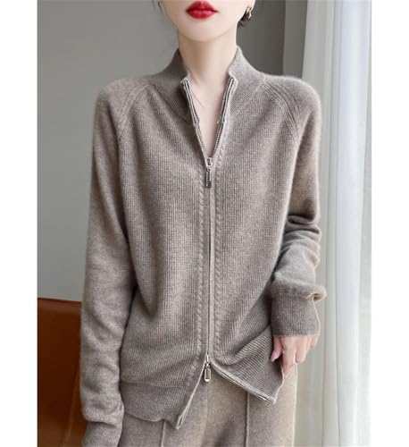 Women 100% Merino Wool Soft Sweater Cardigan Zipper Knitwear Long Sleeve Wool Sweater Female Tops3