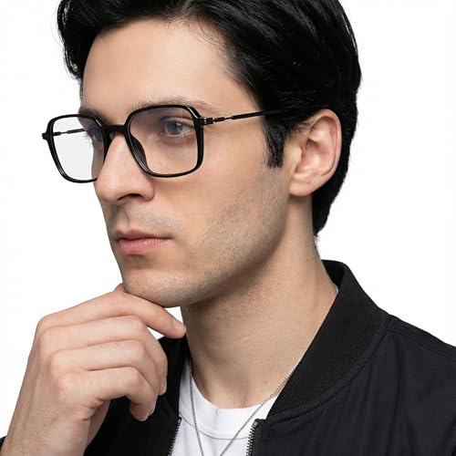 Image of LENSKART BLU | Zero Power Blue Cut Computer Glasses | Anti Glare, Lightweight & Blocks Harmful Rays | Black Full Rim Round | 100% UV Protected | For Men & Women | Medium | LB E14789