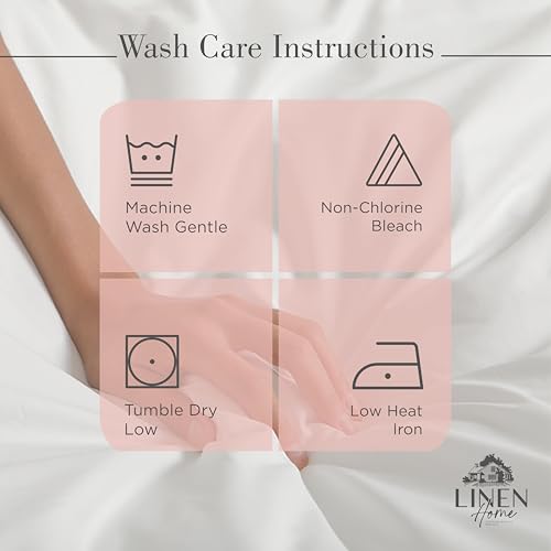 Image of Linen Home 100% Cotton Percale Sheets King Size, English Rose, Deep Pocket, 4 Pieces Set - 1 Flat, 1 Deep Pocket Fitted Sheet and 2 Pillowcases, Crisp Cool and Strong Bed Linen