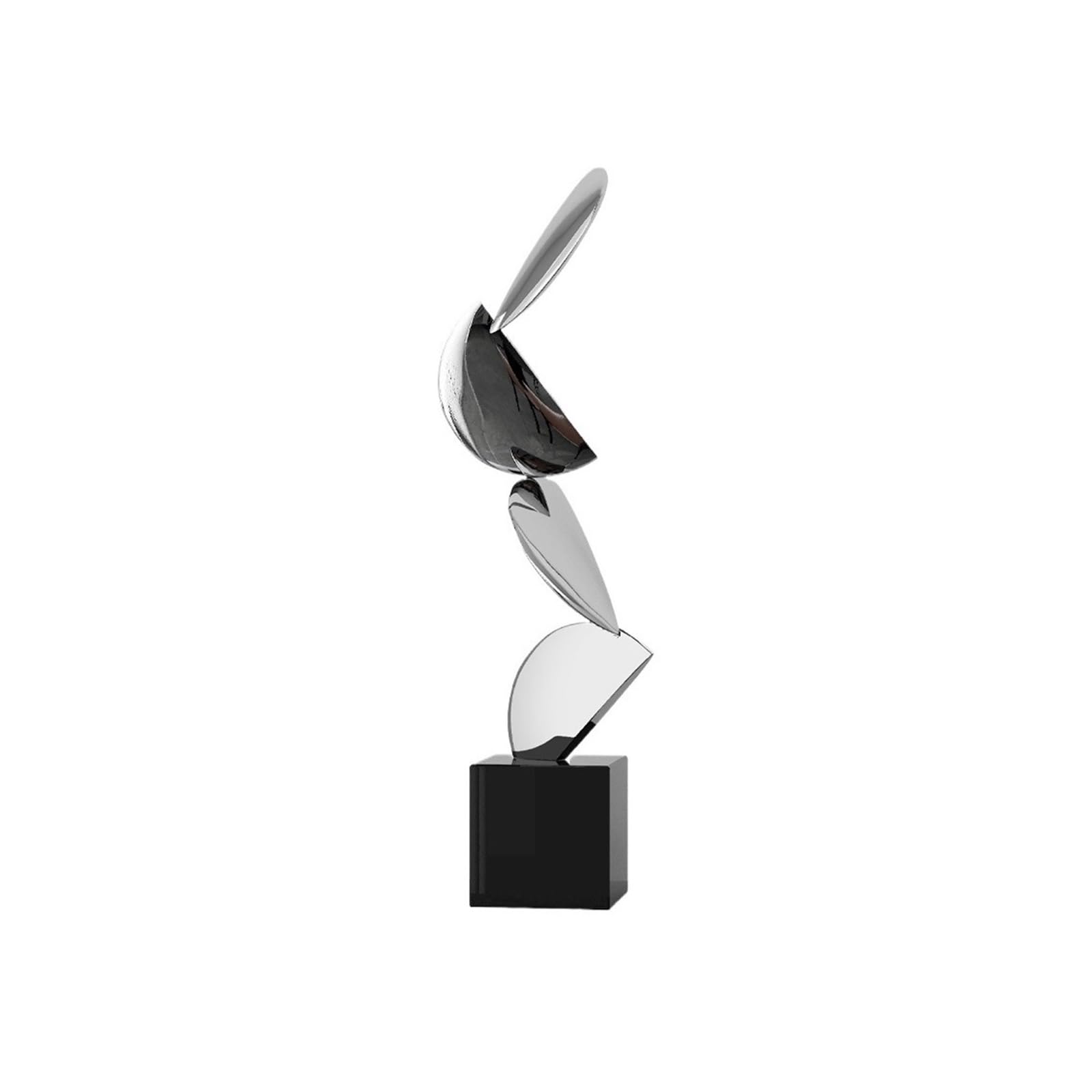 zhuyanbo007 Desk Statue, Minimalist Modern Leaf Geometric Abstract Stainless Steel Decorative Desktop Sculpture