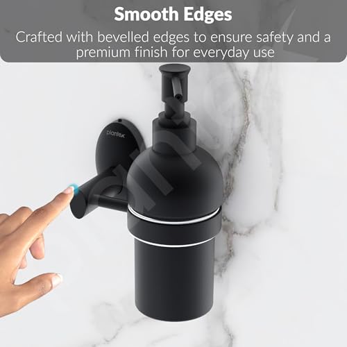 Image of Plantex Liquid Soap Dispenser for Bathroom /304 Grade Stainless Steel Wall Mount handwash Dispenser /Shampoo Dispenser /Bathroom Accessories - Oreva (Black)