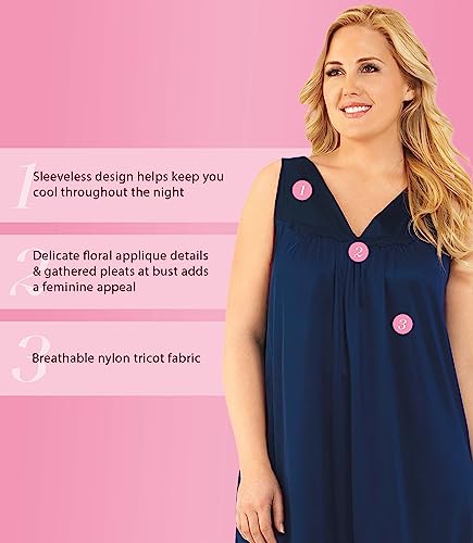 Image of Exquisite Form Women's 30107 Nylon Tricot Sleeveless Short Knee Length Nightgown