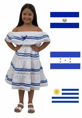 Leos Imports Girls Royal Blue Ribbon Dress Honduran, Salvadoran, Uruguayan Colors2