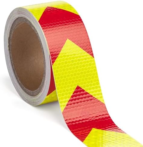 2" X 100 FT Red & Yellow Reflective Caution Tape - Waterproof Adhesive For Trailers, Floors, Trucks