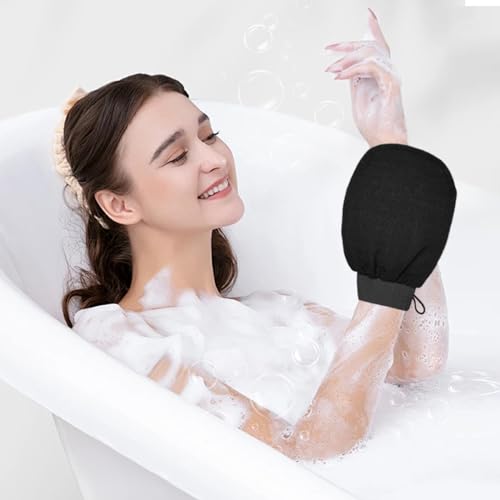 KEYRI 6 Stück Peelinghandschuh, Exfoliating Gloves für Frauen Scrub Wash Mitt zum Baden oder Duschen Peeling Handschuh für Hautmassage Entfernen Abgestorbener Haut Sonnenbräune Entfernen (Schwarz)