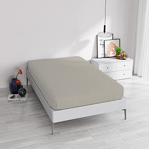 Italian Bed Linen Fitted Sheet "Elegant" with Corner, Microfiber, Small double, Light grey - Image 2