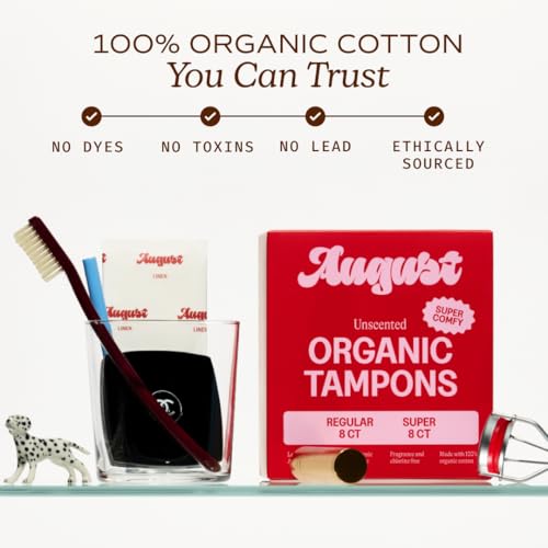 August Regular and Super Tampons - Easy-Glide Long Applicators - 36-Pack (18 + 18) 100% Organic Cotton Tampons for Women, Non-Toxic, Fragrance-Free, and Hypoallergenic - Image 4