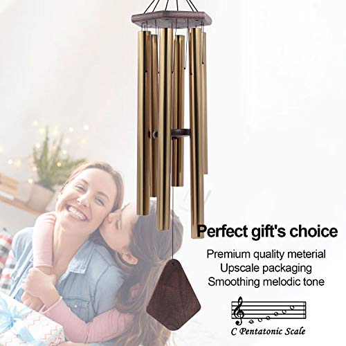 Wind Chimes Outdoor Large Deep Tone, 44 Inches Sympathy Wind Chimes Tuned Soothing Melody, Memorial Wind-Chime With 6 Heavy Tubes For Outside Decoration, Garden/Yard. Bronze #TOP5