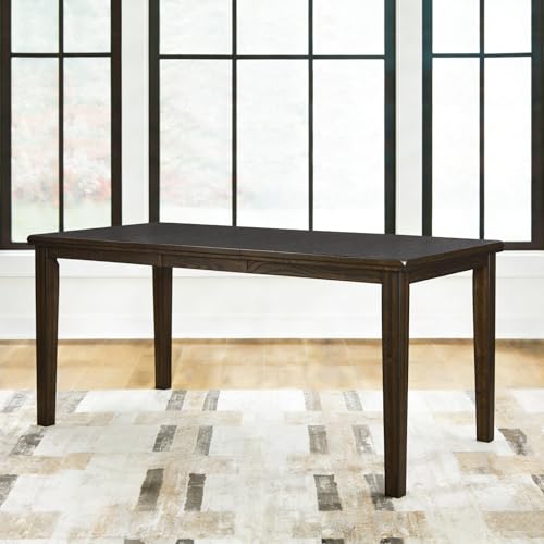 Image of Signature Design by Ashley Haddigan Casual Counter Height Dining Extension Table with Distressed Finish, Dark Brown