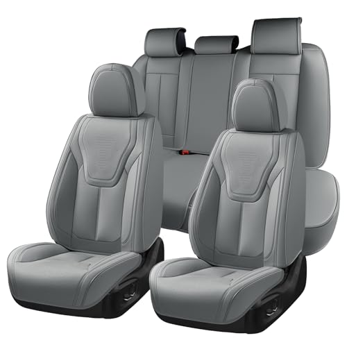 Image of FLORICH Car Seat Cover Full Set, Automotive Seat Covers, Luxury Waterproof Leather Car Seat Protectors, Car Seat Cushions Universal Fit for Most Sedans SUVs Trucks - Grey