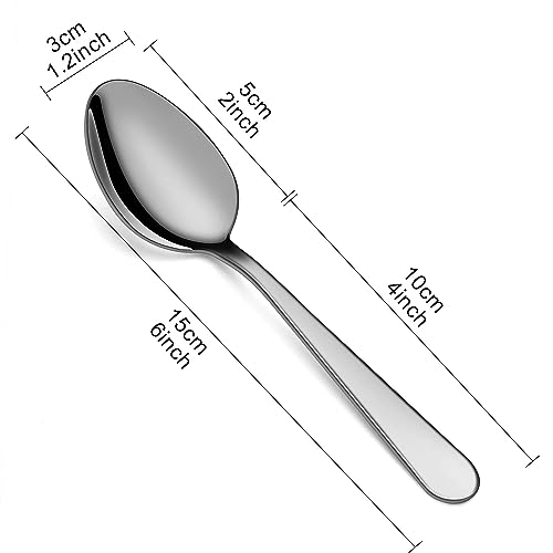 Teaspoons Set of 24, 6 inch Stainless Steel Tea Spoons, Food Grade Cutlery Spoons Set for Tea, Coffee, Use for Home, Kitchen, Restaurant, Dishwasher Safe