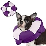 MIGOHI Soft Dog Pillow Donut Collar - Inflatable Alternative to Plastic Cone After Surgery,Adjustable Recovery E-Collar for Medium Dogs, Prevents Licking, Post-Surgical Spay Care(Large, Purple)