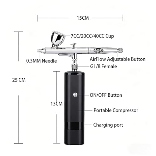 Image of Cordless Airbrush kit with air Brush Holder Replaceable Battery Powered Portable handhold Mini air Brush Compressor for Barber,Nail,Cake,Miniature