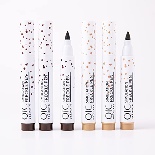 6 PCS Natural Freckle Pen,Faux Freckles Makeup Pen In 2 Colors(Light Brown & Dark Brown),Magic Makeup Tool For Long Lasting Makeup,Natural Freckle Waterproof Pen