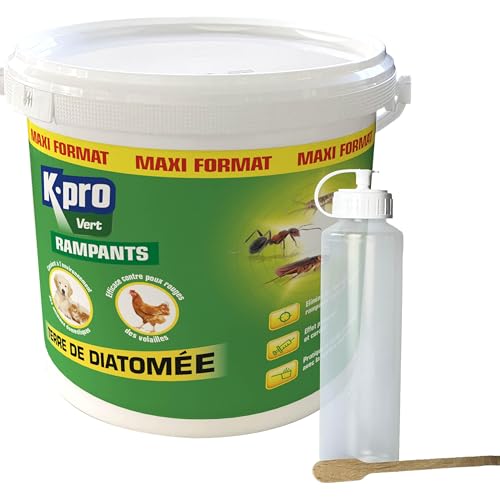 K.PRO Terre de Diatomée Élimine Fourmis Cafards Blattes Puces Punaises de Lit, 1kg avec Applicateur, Efficacité Foudroyante, 100% Naturel, Intérieur Extérieur, Compatible Animaux, Action Immédiate