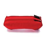 Winn Leather Dual Eyeglass Case w/Soft Cleaning Cloth with Dual Color Zipper Pulls, Red