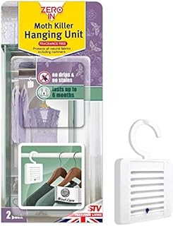 Zero In Moth Killer Hanging Unit (Effective Protection, Tackles Clothing Moths, Larvae and Eggs in the Home, Effective for up to 6 Months) - Twin Pack (2)