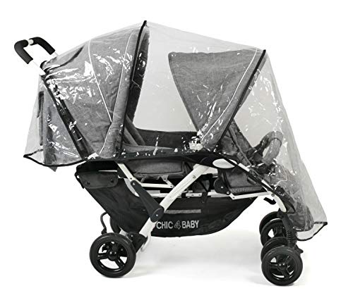 CHIC 4 BABY 275 60 Geschwisterwagen Duo, inkl. Babytragetasche und Regenhaube, Melange grau-weiß