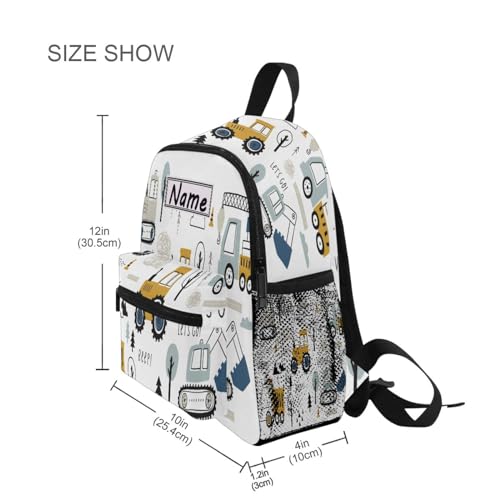 Custom Kids Toddler Mini Backpack for Girls Boys Truck Tractor Excavator Personalised Children's Backpacks Cute Cars School Bag with Kid's Name/Text2