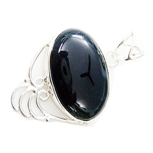 Pendentif onyx noir naturel pour femme, bijou ovale argent fait main