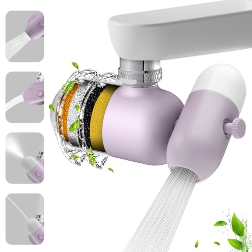 Image of 4 Modes Kitchen & Bathroom Water Filter for Sink Faucet with 2pcs Replacement Filters - 720 Rotating Sink Faucet Aerator for Skin Care - Hydrate & Brighten Skin with 15 /16'' Male Thread
