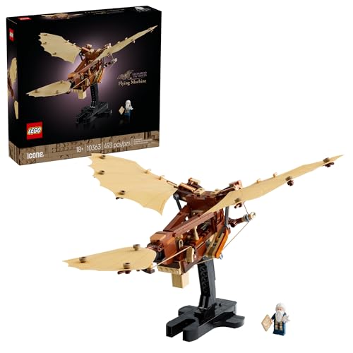LEGO Icons Leonardo da Vinci's Flying Machine DIY Kit - Ornithopter Building Set for Adults, Ages 18+ - Craft for Home or Office Decor with Display Stand - Gift Idea - 10363