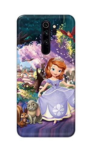 Image of PRINTFIDAA Cartoon Little Girl with Crown and Pet Animals Printed Designer Hard Case for Redmi Note 8 Pro Back Cover -(e) RPM1008