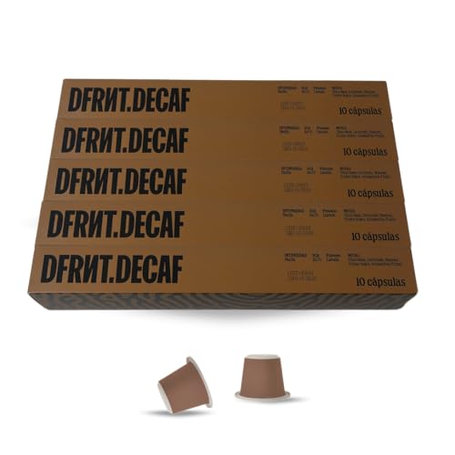 DFRNT - Cápsulas De Café Especialidad Descafeinado Colombia Compatibles con Nespresso Biodegradables - Notas Dulces Cremosas Espresso Tueste Medio Sabor Suave Cuerpo Balanceado Vegano (50, Pequeño)