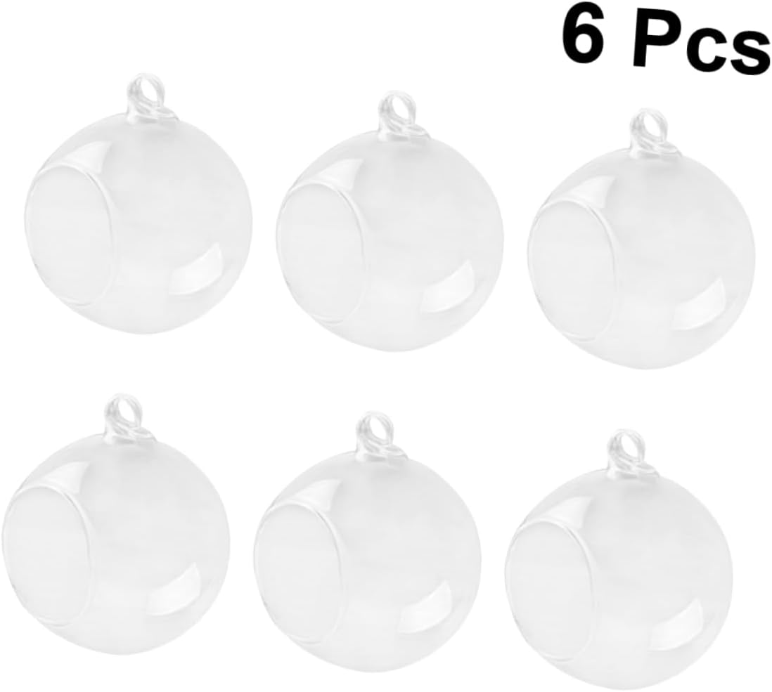 Unomor 6pcs Clear Hanging Glass for Terrarium Plants Flat Base Design for Home Decor Wedding Centerpieces Gardens