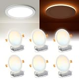 LVWIT Lot de 6 luminaires encastrés à DEL 5CCT de 10,2 cm avec veilleuse, 12 W 840 lumens à intensité variable, certifié IC (2700 K/3000 K/3500 K/4000 K/5000 K - 5 CCT)